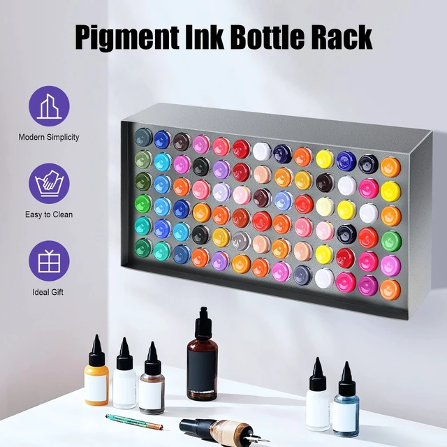 Alt view image 5 of 7 - 78-Holes Tattoo Ink Rack Wall Mounted Ink Bottle Display Holder Stand Organizer