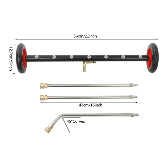 Alt view image 5 of 7 - Undercarriage Pressure Washer Attachment 2-in-1 Cleaner Water Broom 7 Nozzles