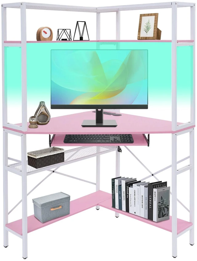 Main image of Corner Desk, Corner Computer Desk with Power Outlets, Corner Computer Desk