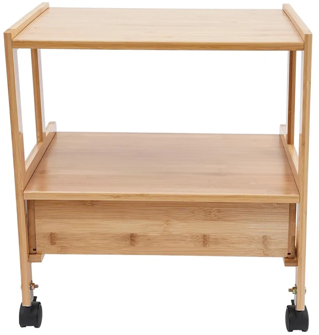 Alt view image 5 of 7 - 2 Tier Wood Storage Cart With Wheels Drawer Office Printer Stand Printer Cart