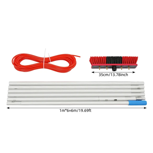 Alt view image 4 of 7 - Long Reach Solar Panel Cleaning Brush Kit Outdoor Window Clean Water-Fed Rod Set
