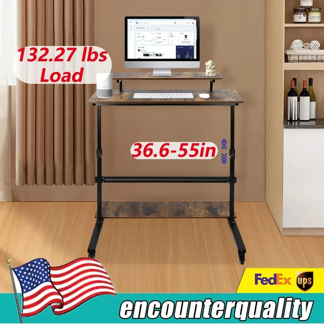 Main image of Height Adjustable Computer Laptop Desk Rolling Standing Table for Sofa Bedside