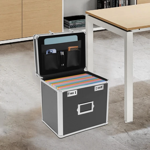 Alt view image 3 of 7 - Portable Locking File Organizer Box for Home & Office Storage