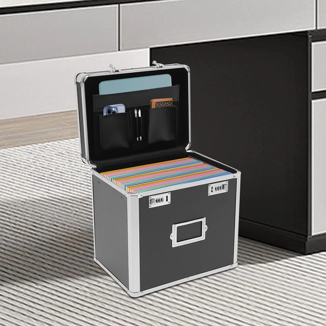 Alt view image 4 of 7 - Portable Locking File Organizer Box for Home & Office Storage