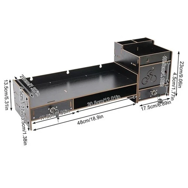 Alt view image 3 of 7 - Computer Desktop Monitor Stand Riser Laptop Display Riser w/ Storage Organizer