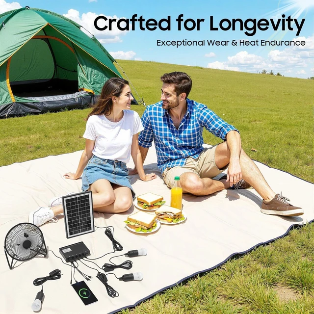 Main image of Solar Lighting & Fan Kits with 3 Bulbs USB Charging for Home Outdoor Camping