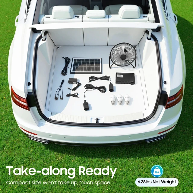 Alt view image 5 of 7 - Solar Lighting & Fan Kits with 3 Bulbs USB Charging for Home Outdoor Camping