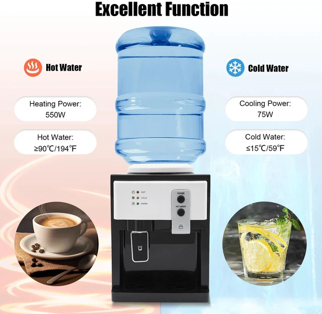 Alt view image 3 of 7 - 5 Gallon Top Loading Water Cooler Dispenser Countertop Hot+Cold Drinking Machine