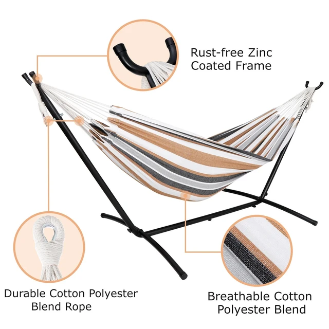 Alt view image 4 of 7 - Patio Use Portable Hammock with Stand for 2 person with Carrying case Outdoor