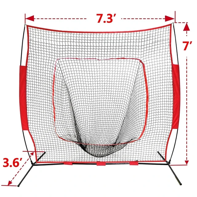 Alt view image 2 of 7 - 7x7Ft Baseball Softball Practice Batting Training Net w/Carry Bag Strike Zone