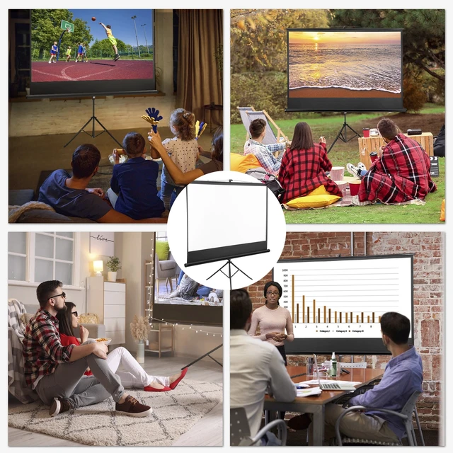 Alt view image 2 of 7 - Projector Screen with Stand 84 inch for Movie or Office Presentation 16:9 HD