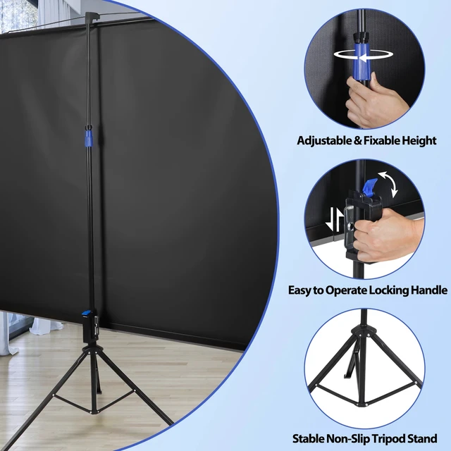 Alt view image 4 of 7 - Projector Screen with Stand 84 inch for Movie or Office Presentation 16:9 HD