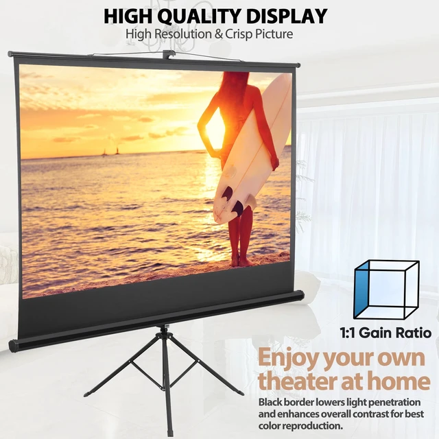 Alt view image 7 of 7 - Projector Screen with Stand 84 inch for Movie or Office Presentation 16:9 HD