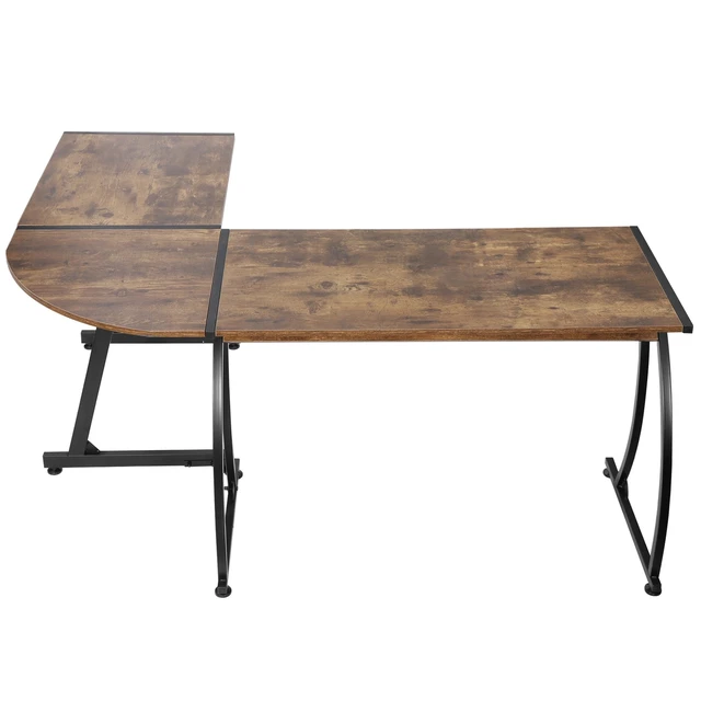 Alt view image 7 of 7 - L Shaped Brown Desk Corner Computer Gaming Laptop Table Workstation Home Office