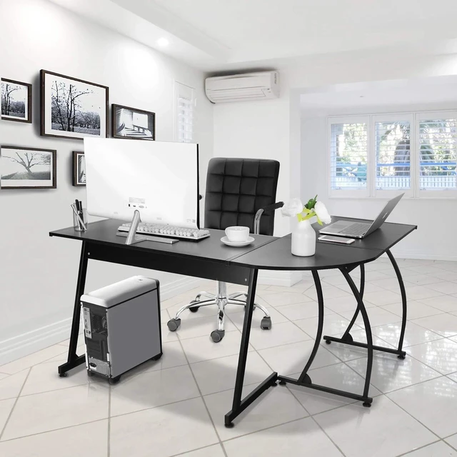 Alt view image 3 of 7 - 58" Computer Gaming Laptop Table L Shaped Desk Workstation Home Office Desk
