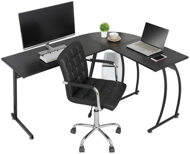Alt view image 7 of 7 - 58" Computer Gaming Laptop Table L Shaped Desk Workstation Home Office Desk