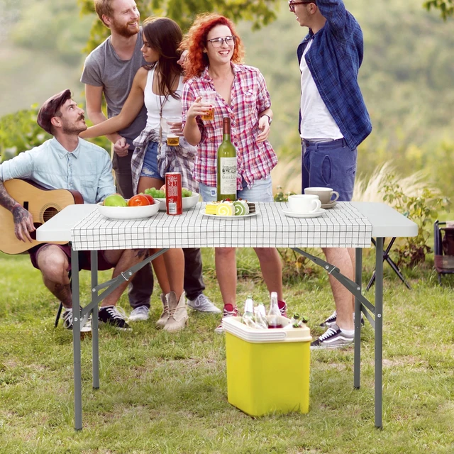 Alt view image 5 of 7 - 4FT Plastic Folding Table Lightweight Picnic Table for Camping Picnic White