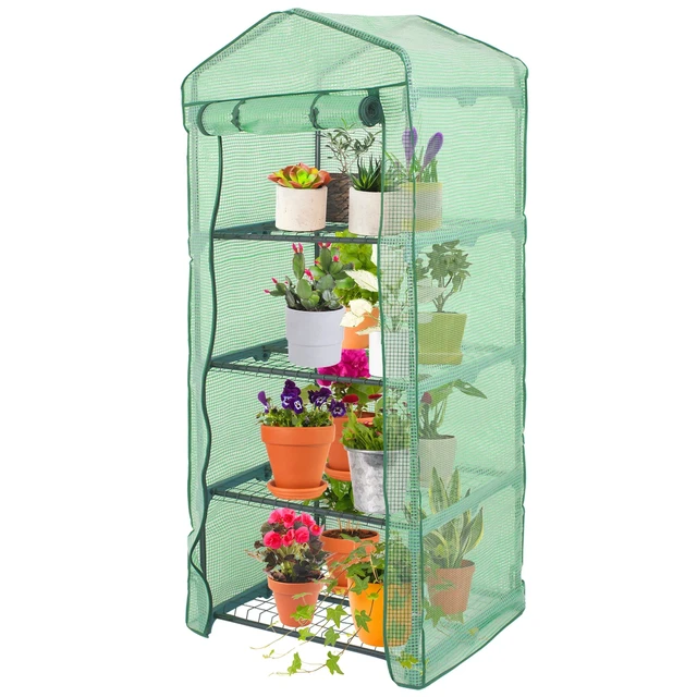 Alt view image 6 of 7 - 4 Tier Mini Greenhouse with Reinforced Cover Green House Portable Yard Indoor