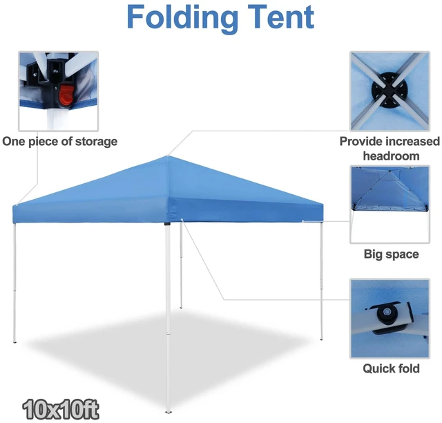 Alt view image 5 of 7 - 10 x 10 FT Pop-Up Foldable Waterproof Canopy Tent Adjustable Heights with Bag