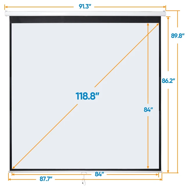 Alt view image 3 of 7 - 120'' Projector Screen Diagonal TV Screen Manual Matte HD Movie Theater 1:1