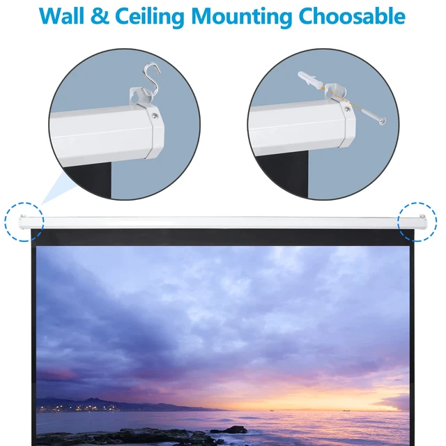Alt view image 5 of 7 - 120'' Projector Screen Diagonal TV Screen Manual Matte HD Movie Theater 1:1