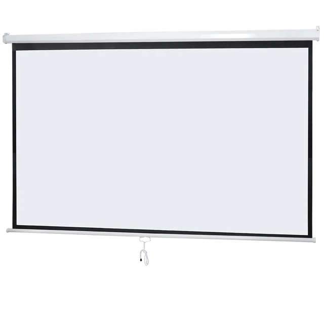Alt view image 7 of 7 - 80 Inch Manual Pull Down Projector Screen 16:9 HD Retractable Widescreen Matte