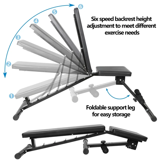Alt view image 4 of 7 - 700 lbs Adjustable Utility Bench Weight Bench Home Gym Fitness Workout Exercise