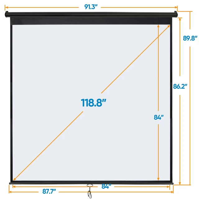 Alt view image 2 of 7 - 120" 1:1HD Diagonal Dimension Pull Down Projection Screen HD Movie Theater Black