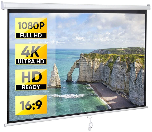 Main image of 80" Projection Screen Manual Pull Down Projector Movie Theater 16:9 HD Display