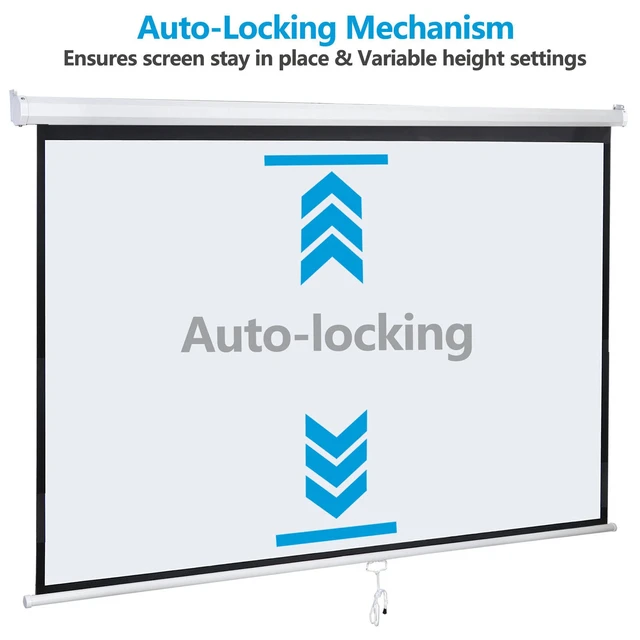 Alt view image 3 of 7 - 100" Diagonal Projection 16:9 Projector Screen HD Manual Pull Down Home Theater