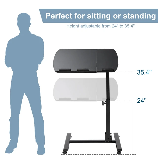 Alt view image 4 of 7 - Angle Height Adjustable Rolling Laptop Desk Notebook Table Stand W/ Casters
