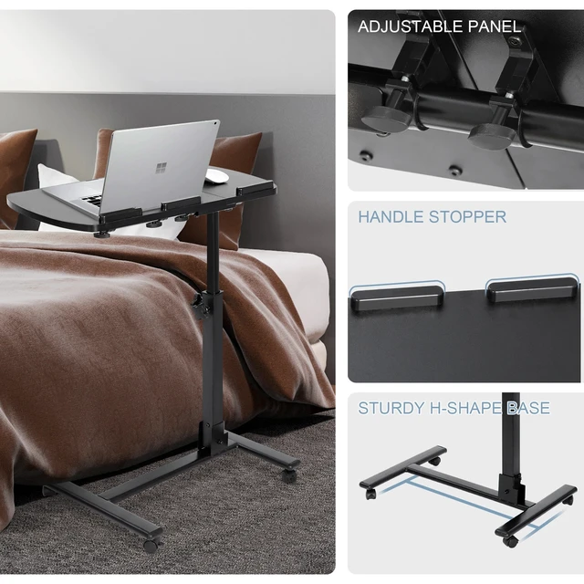 Alt view image 7 of 7 - Angle Height Adjustable Rolling Laptop Desk Notebook Table Stand W/ Casters