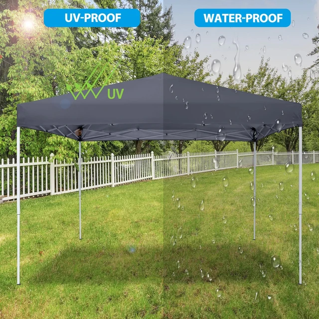 Alt view image 2 of 7 - 10 x 10 FT Pop Up Canopy Tent Adjustable Straight Leg Height w/ Wheeled Bag Rope