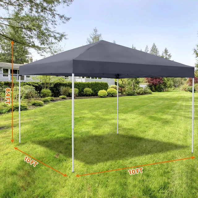 Alt view image 3 of 7 - 10 x 10 FT Pop Up Canopy Tent Adjustable Straight Leg Height w/ Wheeled Bag Rope