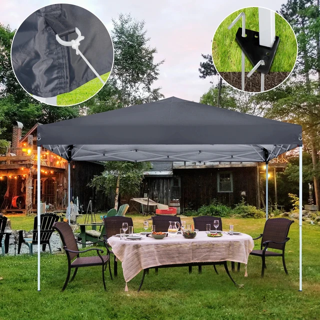 Alt view image 4 of 7 - 10 x 10 FT Pop Up Canopy Tent Adjustable Straight Leg Height w/ Wheeled Bag Rope