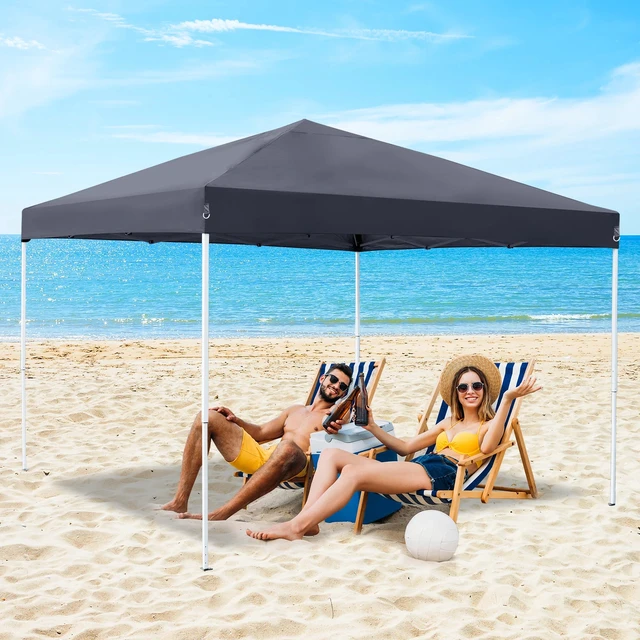 Alt view image 5 of 7 - 10 x 10 FT Pop Up Canopy Tent Adjustable Straight Leg Height w/ Wheeled Bag Rope