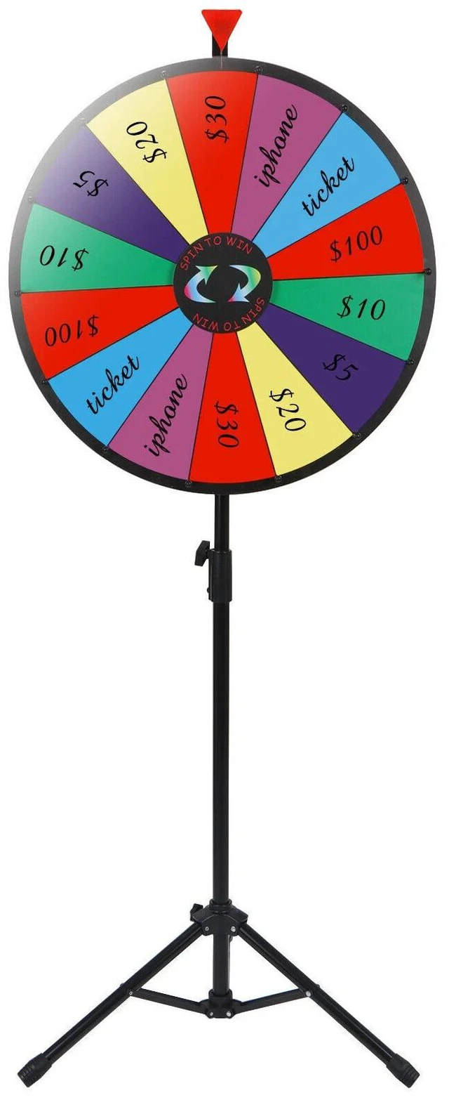 Main image of 24" Prize Wheel Dry Erase Board W/Adjustable Tripod Stand Carnival Spinnig Game