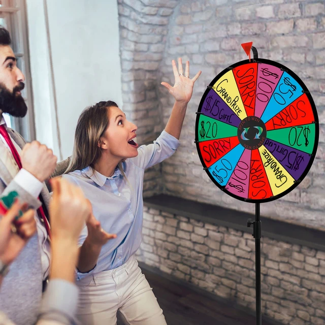 Alt view image 5 of 7 - 24" Prize Wheel Dry Erase Board W/Adjustable Tripod Stand Carnival Spinnig Game