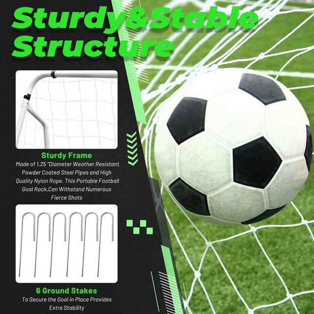 Alt view image 5 of 7 - 12 x 6' Soccer Goal Net Steel Frame Backyard Football Training Set Portable