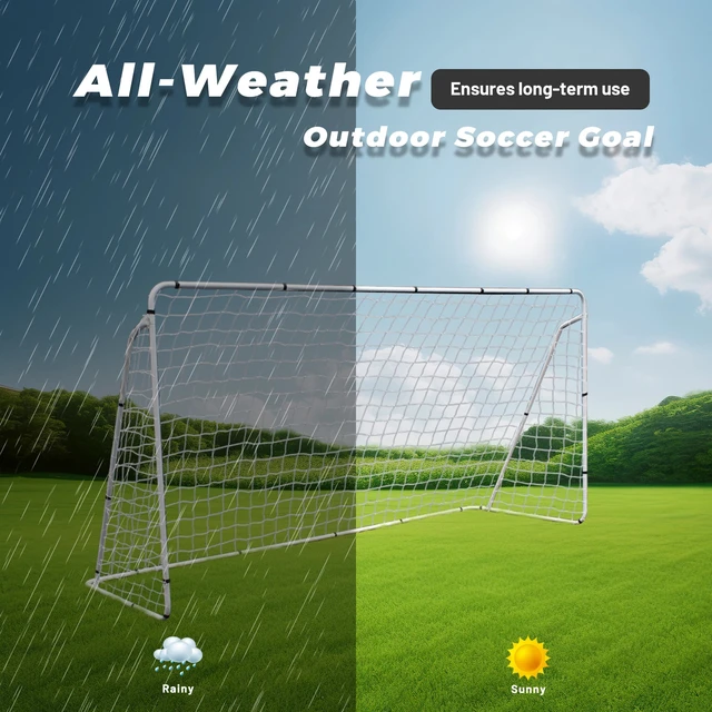 Alt view image 7 of 7 - 12 x 6' Soccer Goal Net Steel Frame Backyard Football Training Set Portable