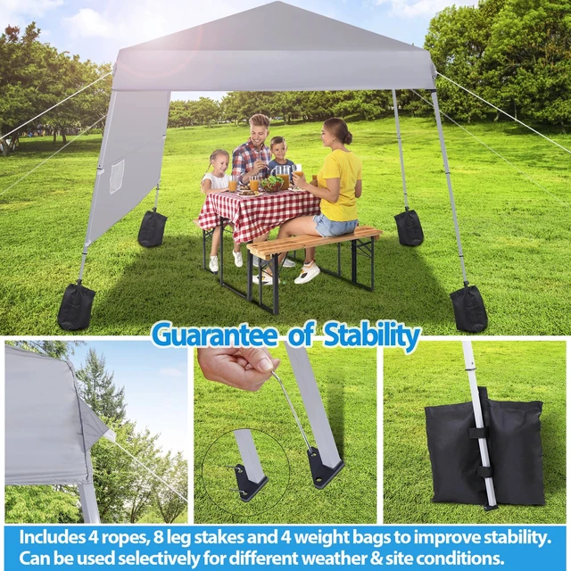 Alt view image 6 of 7 - Outdoor Pop Up Canopy Beach Camping Canopy with 1 Sun Wall Backpack Bag Gray