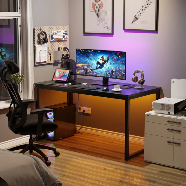 Alt view image 3 of 7 - 47" Computer Writing Desk Modern Study Office PC Laptop Desk Corner Table Black