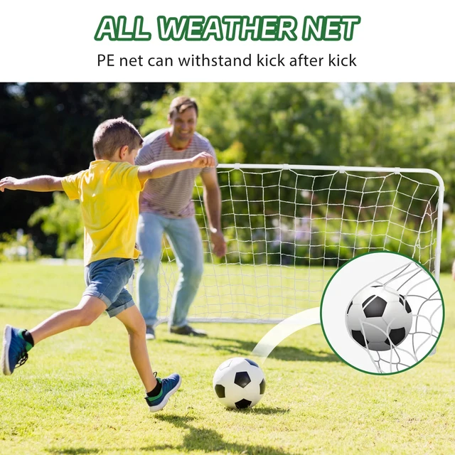 Alt view image 4 of 7 - 6x4 FT Post 2 Pack Soccer Goal Practice Football Net Steel Frame w/Durable Net