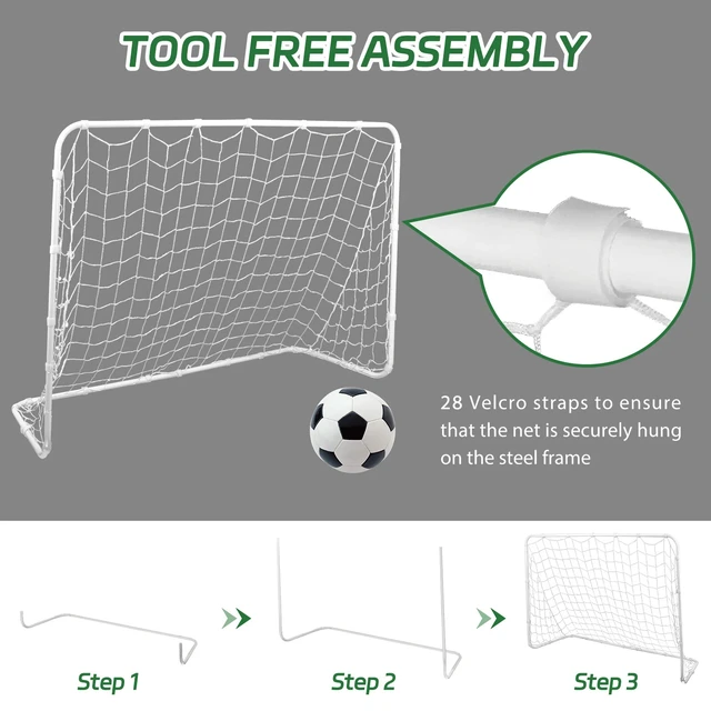 Alt view image 5 of 7 - 6x4 FT Post 2 Pack Soccer Goal Practice Football Net Steel Frame w/Durable Net