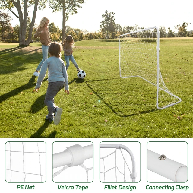 Alt view image 3 of 7 - 6x4 FT Post 2 Pack Soccer Goal Practice Football Net Steel Frame w/Durable Net