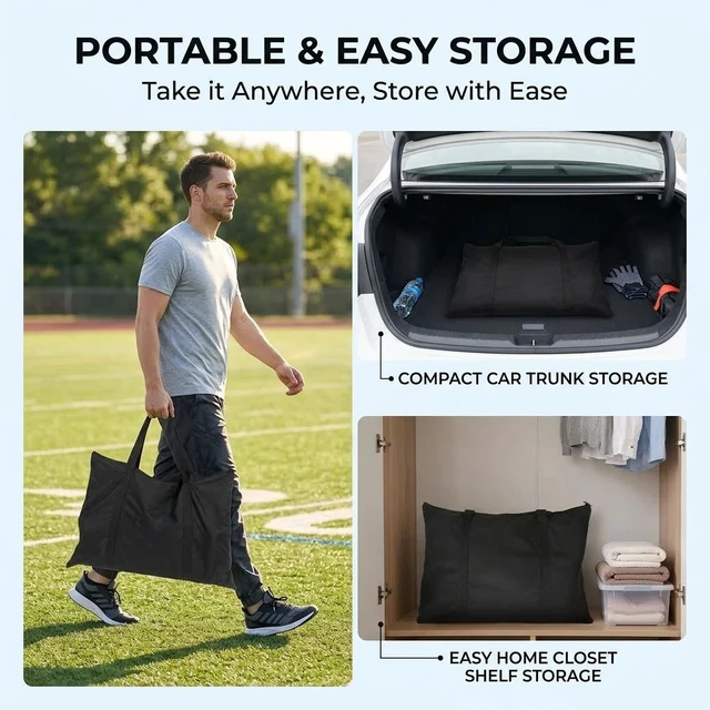 Alt view image 4 of 7 - 8x8FT Football Net Passing Target 5 Target Pockets Pass Training Aid w/ Bag