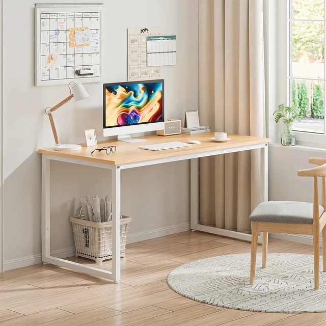 Alt view image 7 of 7 - 47" Computer Writing Desk Modern Study Office Laptop Desk Corner Table Natural