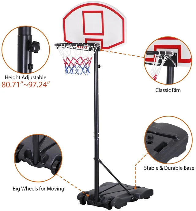 Main image of 5.5-7FT Adjustable Basketball Hoop System Outdoor Kids Sports Yard Backboard