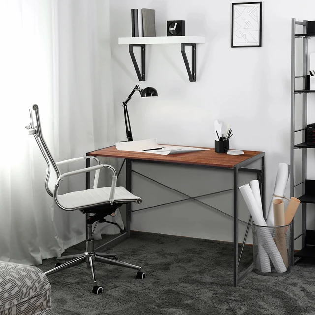 Alt view image 3 of 7 - Computer Writing Desk Modern Study Desk Industrial Style Folding Corner Table