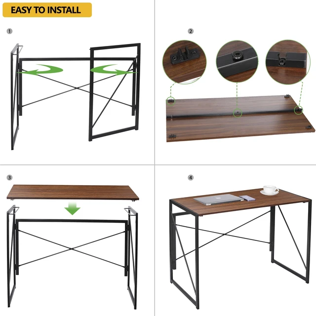Alt view image 6 of 7 - Computer Writing Desk Modern Study Desk Industrial Style Folding Corner Table